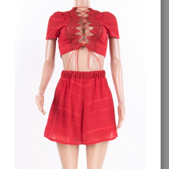 Black lace up playsuit - Picture 2 of 5